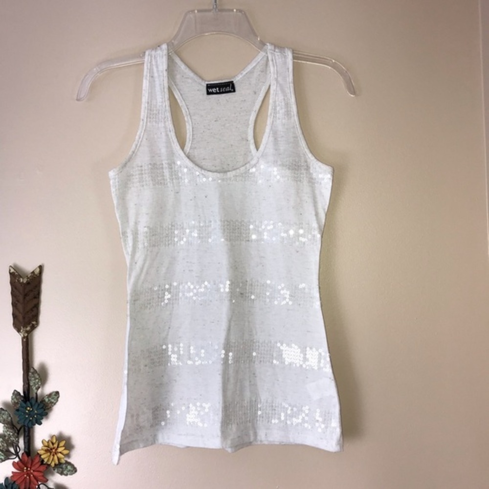 Wet Seal Sequin Accented Racerback Tank Sz Small